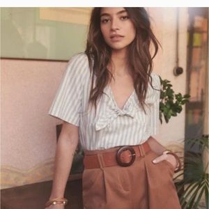 Sezane Massia front tie top, size 36 (EU), size 4 (US)